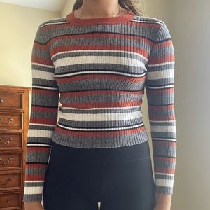 striped long sleeve soft top